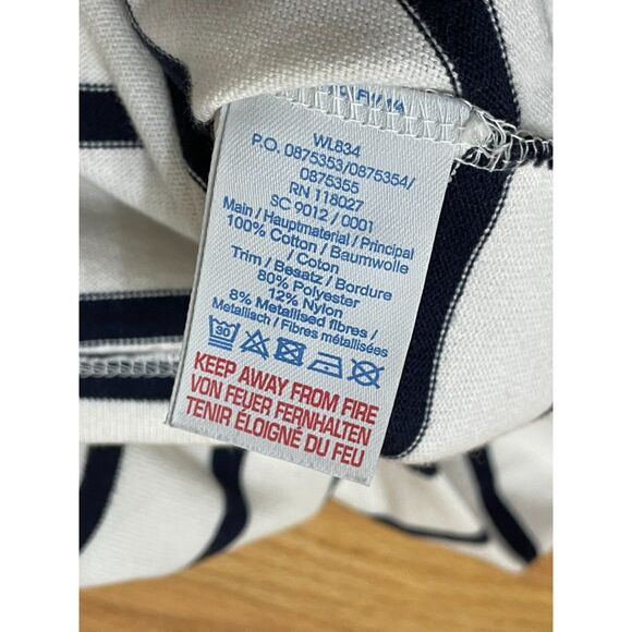 Boden Women's 8 White Sweater Cotton Knit Classic Striped Peter Pan Collared - Picture 6 of 10